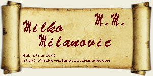 Milko Milanović vizit kartica